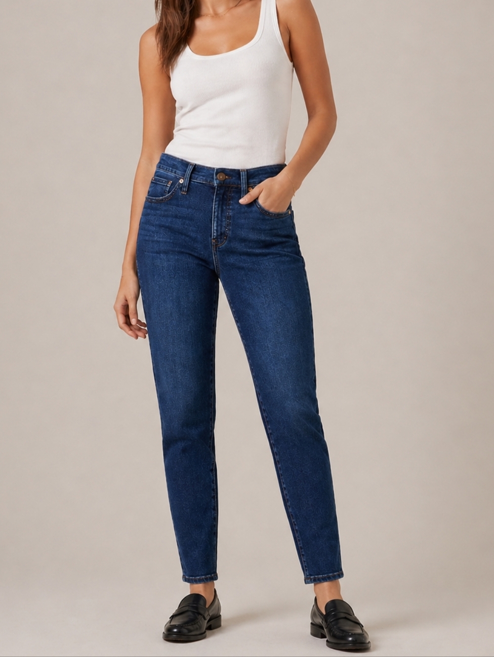 Madewell Stovepipe Mid-Rise Slim Straight Denim Jeans Dark Blue Womens Size 28